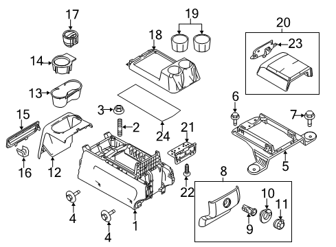 2011 Ford F-150 Front Console Lid Assembly Diagram for BL3Z-1506024-AC