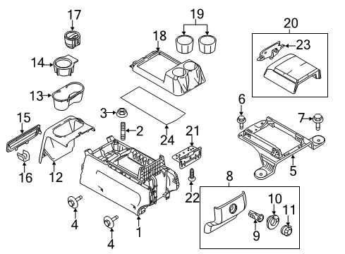 2011 Ford F-150 Front Console Top Panel Diagram for BL3Z-1504567-DA