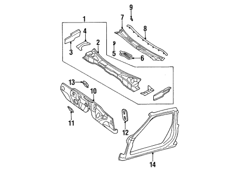 1998 Nissan 240SX Cowl Dash-Lower Diagram for 67300-72F30