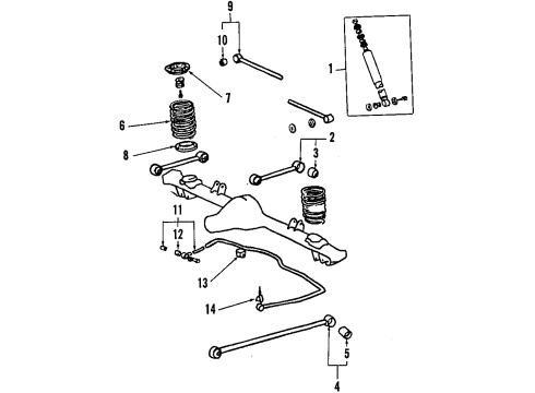 1984 Toyota Starlet Rear Suspension Insulator, Rear Coil Spring, Lower Diagram for 48258-14010
