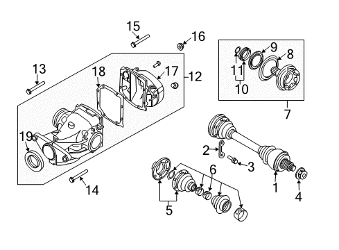 2004 BMW 745i Axle & Differential - Rear Repair Kit Bellows, Interior Diagram for 33217572447