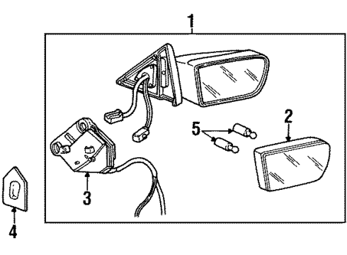1997 Cadillac Eldorado Mirrors Mirror Kit, Outside Rear View (W/ Case) - LH Diagram for 25663880
