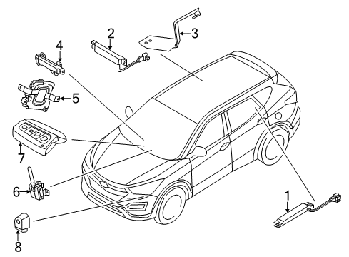 2015 Hyundai Santa Fe Keyless Entry Components Smart Key Fob Diagram for 95440-4Z200