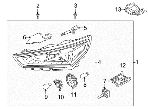 2019 Hyundai Ioniq Headlamps Head Lamp Sub Assembly, Right Diagram for 92104-G2150-MBL