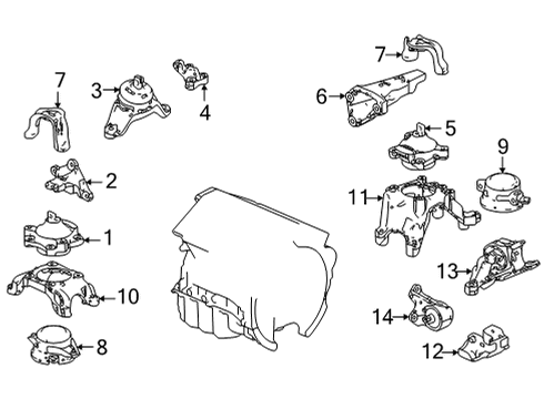 2021 Acura TLX Engine & Trans Mounting RUBBER ASSY., RR Diagram for 50810-TGZ-A01