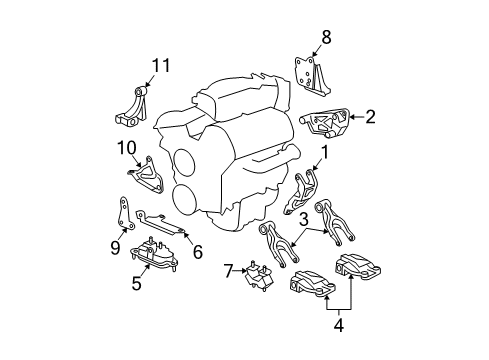 2006 Buick Rendezvous Engine & Trans Mounting Brace-Trans Lower Diagram for 12574648