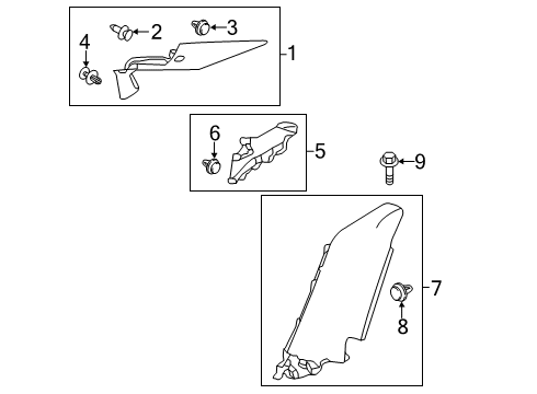 2022 Honda Insight Interior Trim - Quarter Panels Garn Assy*NH882L* Diagram for 84132-TBA-A01ZB