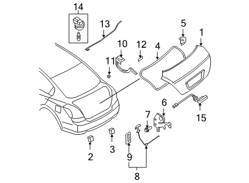 2007 Nissan Altima Trunk WEATHERSTRIP-Trunk Lid Diagram for 84830-JA000