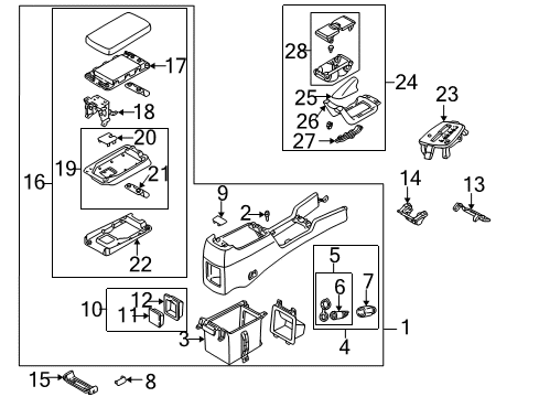 2002 Mazda Millenia Center Console Screw-Tapping Diagram for 998650512B