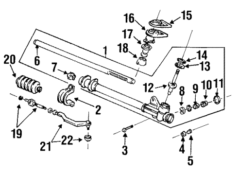 1995 Honda Civic P/S Pump & Hoses, Steering Gear & Linkage Rack, Steering (Driver Side) Diagram for 53427-SR3-A01