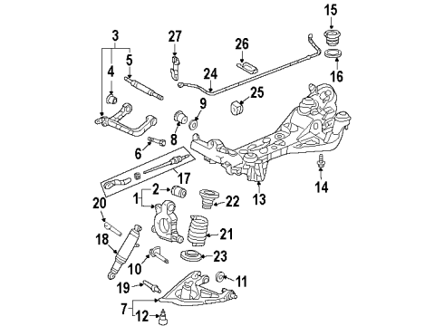 2003 Oldsmobile Silhouette Rear Suspension, Lower Control Arm, Upper Control Arm, Ride Control, Stabilizer Bar, Suspension Components Link Asm-Rear Suspension Diagram for 15232854