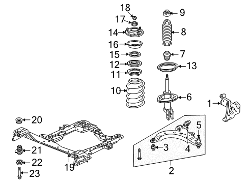 2006 Chevrolet Uplander Front Suspension Components, Lower Control Arm, Stabilizer Bar Insulator Asm-Drivetrain & Front Suspension Frame *White Diagram for 15126859