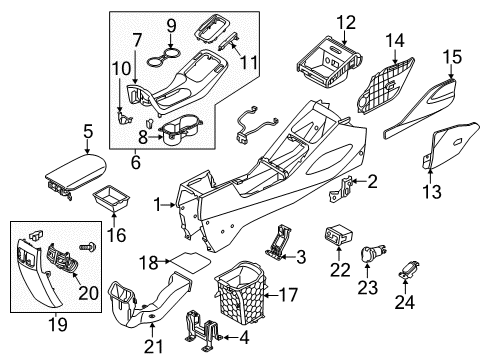 2015 Kia Forte5 Heated Seats Complete-Console Floor Diagram for 93300A7100AK5