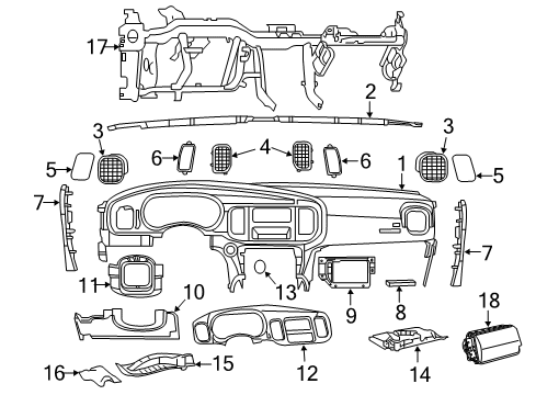 2015 Dodge Charger Instrument Panel Bezel-A/C Outlet Diagram for 68110642AA