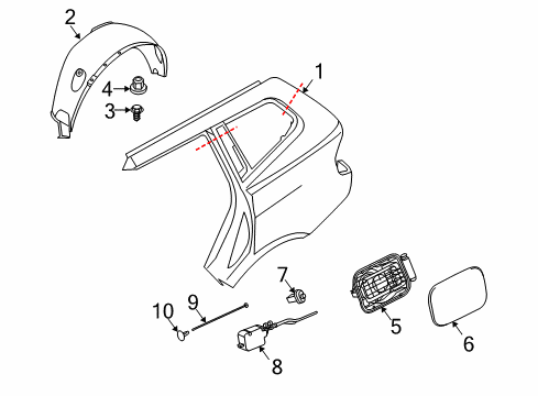 2008 BMW X3 Fuel Door Cover, Wheel Housing, Rear Right Diagram for 51713400058
