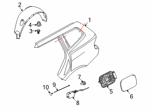 2008 BMW X3 Fuel Door Cover Pot Diagram for 51173438033