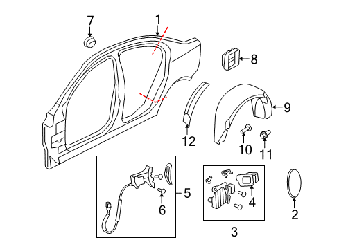 2008 Pontiac G8 Quarter Panel & Components Housing Asm-Fuel Tank Filler Door Latch Diagram for 92183304