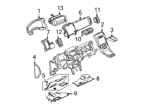 2007 Chevrolet Equinox Cluster & Switches, Instrument Panel Outlet Asm-Instrument Panel Outer Air *Silver Metal Diagram for 15796070