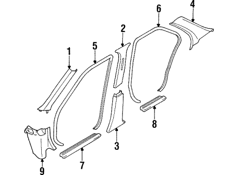 1997 Infiniti I30 Interior Trim - Pillars, Rocker & Floor Finisher-Rear Pillar, LH Diagram for 76935-41U02