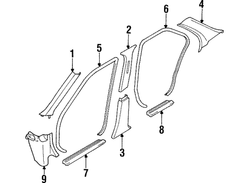 1997 Infiniti I30 Interior Trim - Pillars, Rocker & Floor Finisher-Rear Pillar, RH Diagram for 76934-41U02