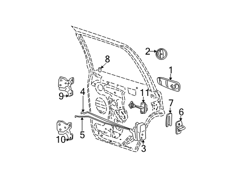 2002 Jeep Liberty Rear Door - Lock & Hardware Link Inside Lock To Latch Diagram for 5072361AA