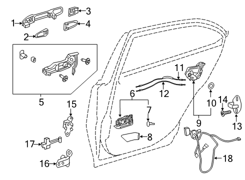 2019 Toyota Avalon Rear Door - Lock & Hardware Handle, Outside Diagram for 69211-06110-E1