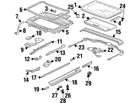 1997 Honda Prelude Sunroof Stopper, Glass Stay Diagram for 70334-SP0-003