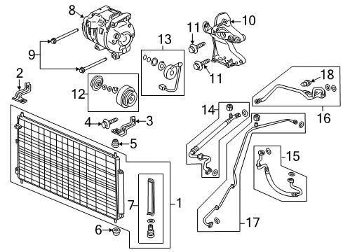 2016 Honda Odyssey Air Conditioner Bracket, L. Condenser Diagram for 80106-TK8-A00