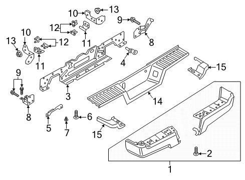 2021 Ford F-350 Super Duty Bumper & Components - Rear Mount Bracket Bolt Plate Diagram for -W705175-S439