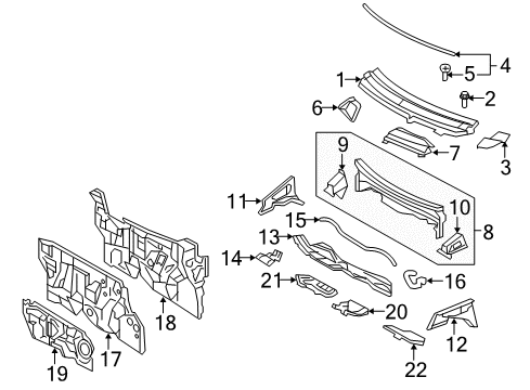 2009 Toyota Yaris Cowl Cowl Panel Side Reinforcement Diagram for 55706-52110