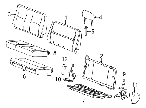 2007 Chevrolet Silverado 1500 Rear Seat Components Cushion Frame Diagram for 15914748