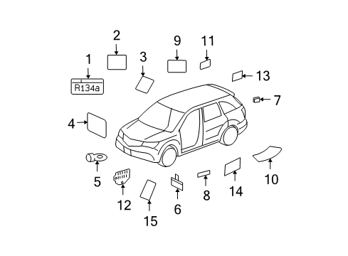 2009 Acura MDX Information Labels Label, Fuse Diagram for 38205-STX-A01