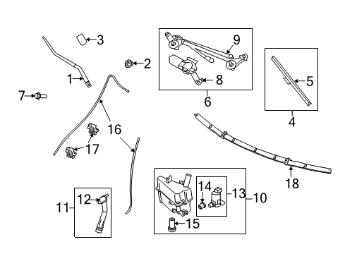 2014 Infiniti Q60 Wiper & Washer Components Window Wiper Arm Assembly No 1 Diagram for 28886-JK61A
