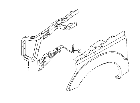 2013 Ford F-350 Super Duty Inner Components - Fender Inner Reinforcement Support Bracket Diagram for BC3Z-6N813-A