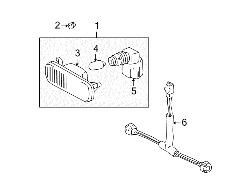 2002 Lexus IS300 Bulbs Cord, Rear Side Marker Lamp, RH Diagram for 81755-53010