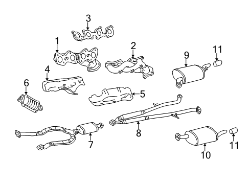 2000 Lexus GS400 Exhaust Components, Exhaust Manifold Exhaust Manifold Sub-Assembly, Left Diagram for 17105-50100