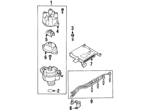 1999 Infiniti G20 Ignition System Cable Set High Tension Diagram for 22440-0M711