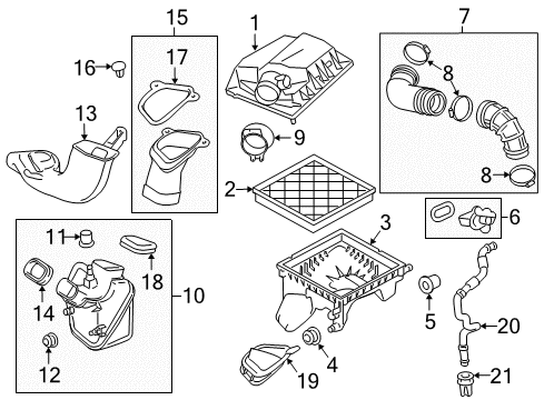 2016 Chevrolet Cruze Limited Air Intake Air Cleaner Body Diagram for 13468543