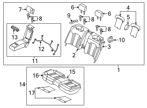 2017 Genesis G80 Rear Seat Components Cushion Assembly-Rear Seat Diagram for 89100-B1010-PPW