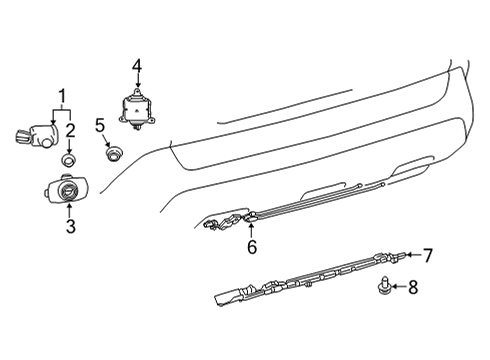 2021 Toyota Venza Electrical Components - Rear Bumper Park Sensor Diagram for 89341-K0060-P0