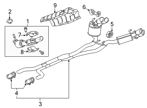 2015 Chevrolet Camaro Exhaust Components Exhaust Muffler Assembly (W/ Exhaust Pipe & Tail Pipe) Diagram for 22888005