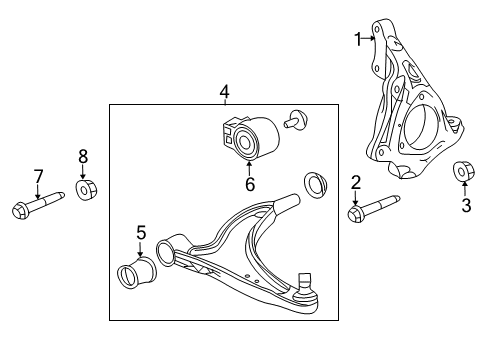 2020 Chevrolet Impala Front Suspension Components Lower Control Arm Rear Bushing Diagram for 84248227