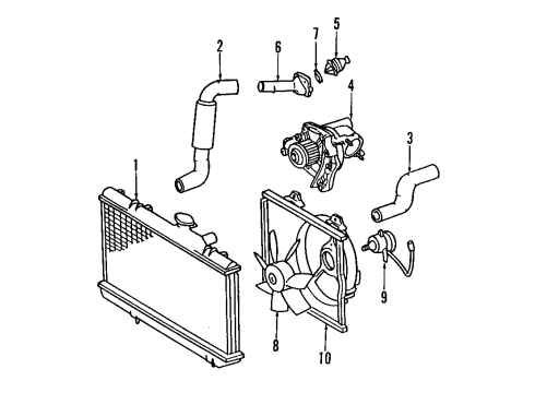 1989 Toyota Celica Cooling System, Radiator, Water Pump, Cooling Fan Hose, Radiator, Inlet Diagram for 16571-74070