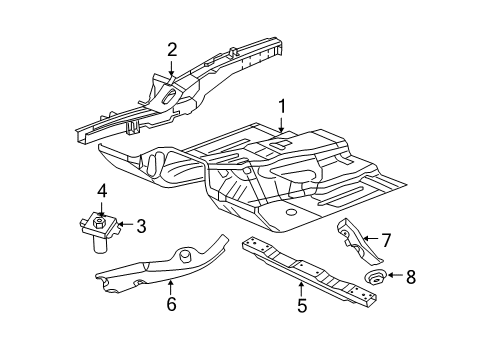 2006 Jeep Commander Pillars, Rocker & Floor - Floor & Rails CROSSMEMBER-Transmission Diagram for 52090070AI