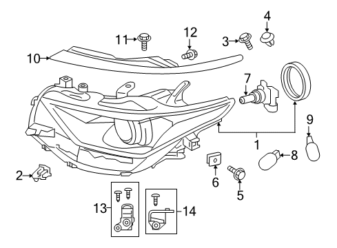 2018 Toyota Corolla iM Bulbs Repair Bracket Diagram for 81193-12180