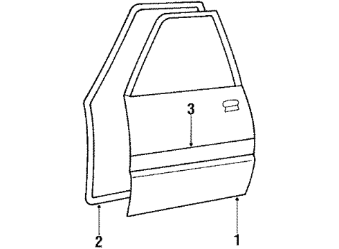 1987 Chevrolet Sprint Front Door Molding Asm, Front Side Door Diagram for 91173804