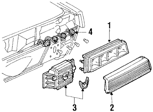 1990 Pontiac Firebird Tail Lamps Lens Asm (RH) Diagram for 16504278