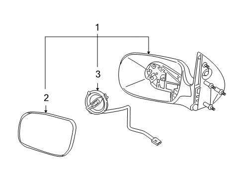 2008 Chevrolet Uplander Mirrors Glass Diagram for 89044541