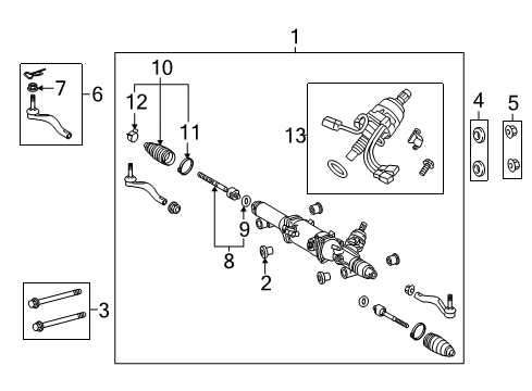 2016 Lexus LS600h Steering Column & Wheel, Steering Gear & Linkage Rod Assy, Tie Diagram for 45460-59095