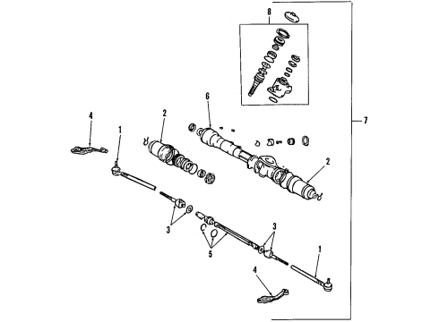 1992 Toyota MR2 P/S Pump & Hoses, Steering Gear & Linkage Steering Gear Seal Kit Diagram for 04445-10030